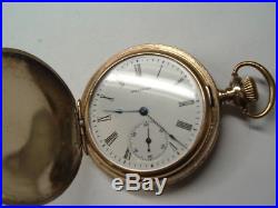 1890 OLD WALTHAM gold filled designed hunter case ELGIN pocket watch RUNNING