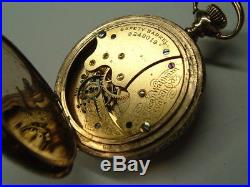 1890 OLD WALTHAM gold filled designed hunter case ELGIN pocket watch RUNNING