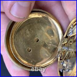 1890's Pocket Watch With Gold Filled Hunter Case Pocket Watch Key Wind F Bridge