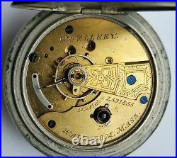 1891 Old WALTHAM Wm Ellery POCKET WATCH 11J KW Nickel Case M1877 for part/repair