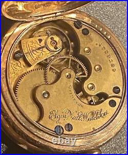 1892 Antique ELGIN GF Pocket Watch DUEBER HUNTER CASE. Runs But Needs Servicing