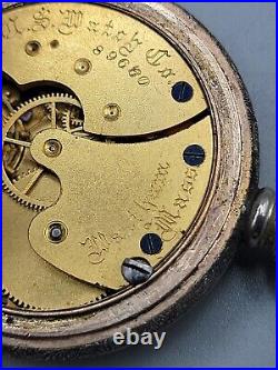 1892 US Watch CO Pocket Watch Model 1889 Gilt Hunter Case 7j 6s Antique Grade 66