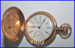 1892 Waltham 14k Hunter Case 15j Crescent St 18s Model 1883 Pocket Watch