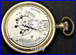 1897 Waltham Grade PS Bartlett 18 18s 17j Pocket Watch with GF Case Parts/Repair