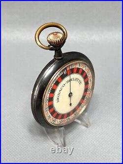 1898 Antique Monaco Roulette Pocket Watch Game Gun Metal Case