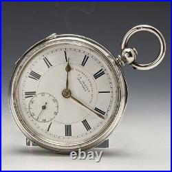 1899 British Antiques J. G. GRAVES Sterling Silver Case Key Wound Pocket Watch f