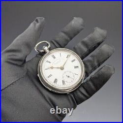 1899 British Antiques J. G. GRAVES Sterling Silver Case Key Wound Pocket Watch f