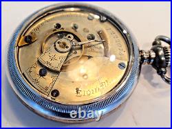 18SZ Elgin Pocket Watch-in Display Case. +Fob -Serviced-15J 1883