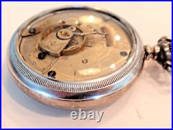 18SZ Elgin Pocket Watch-in Display Case. +Fob -Serviced-15J 1883