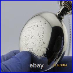 18S, Philadelphia, locomotive engraved, antique pocket watch case (PC18)