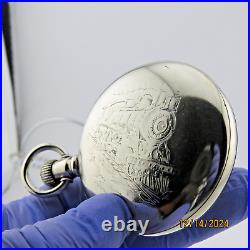 18S Philadelphia, locomotive engraved, antique pocket watch case (PC6)