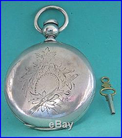 18 size 11 jewel ELGIN KEY WIND AND KEY SET in a 4oz COIN SILVER HUNTING CASE