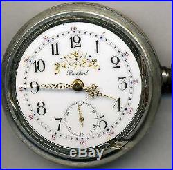 18 size Rockford pocket watch Our Own w. Superb fancy dial in 4 oz. Silver case