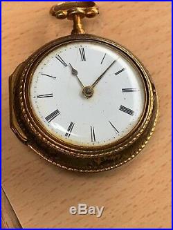 18c Painted Horn And Brass Pair Case Verge Pocket Watch Wirgman London