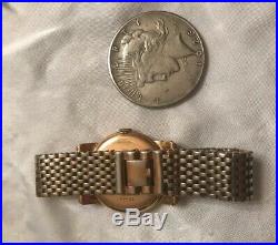 18k Solid Gold Caseold Working Huguenin Wind-up Mans Wrist Watch-all Original