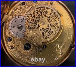 18k solid gold Pair Case Key Wind Pocket watch 115.5 gr