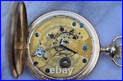 18s Illinois Hunter Case signed Imperial Watch Co. Chicago, Fancy Gilt Movement