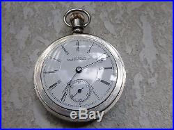 18s Waltham 17j pocket watch in Nevada coin silver case Gold Inlaid Lumberjack
