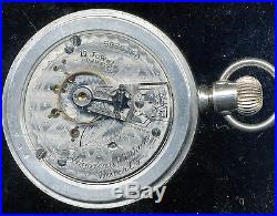 18s Waltham 17j pocket watch in Nevada coin silver case Gold Inlaid Lumberjack