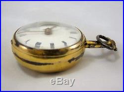 18th Century Pair Cased Gilded Pocket Watch Chater and Sons London