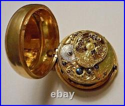 18th c Benjamin Sidey London Pocket Watch 4595 Ornate Gilt Silver Pair Case 1771