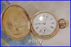 1900 Antique Hampden Ladies Gold Filled Pocket Watch Ornate Case Molly Stark S