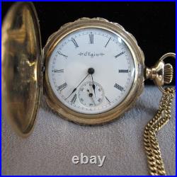 1902 Elgin Grade 223 0s 15j Multi Color Gold Filled Full Hunter Pocket Watch A3