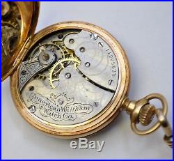 1902 Waltham Grade Seaside 0s Solid 14K Yellow Gold 7j Hunter Case Pocket Watch