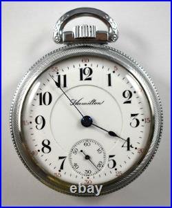 1903 Hamilton RR Grade 940 18s 21J OF Pocket Watch withDefiance Case lot. Wd