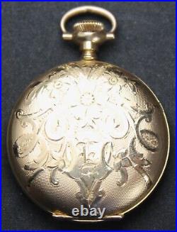 1903 Hampden Diadem 3/0s 15j Pocket Watch with Fancy GF Hunter Case Parts/Repair