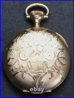 1903 Hampden Diadem 3/0s 15j Pocket Watch with Fancy GF Hunter Case Parts/Repair