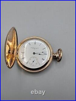 1904 Elgin Model 2 Wind Pocket Watch 7j 6S Gold Plated Full Hunter Case Vintage