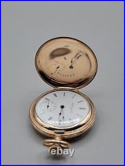 1904 Elgin Model 2 Wind Pocket Watch 7j 6S Gold Plated Full Hunter Case Vintage