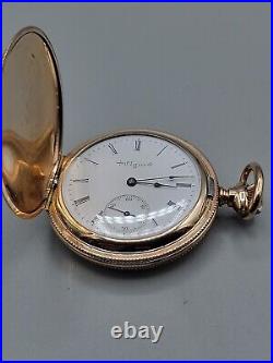 1904 Elgin Model 2 Wind Pocket Watch 7j 6S Gold Plated Full Hunter Case Vintage