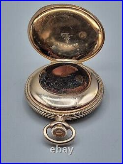 1904 Elgin Model 2 Wind Pocket Watch 7j 6S Gold Plated Full Hunter Case Vintage