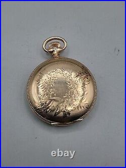 1904 Elgin Model 2 Wind Pocket Watch 7j 6S Gold Plated Full Hunter Case Vintage