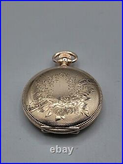 1904 Elgin Model 2 Wind Pocket Watch 7j 6S Gold Plated Full Hunter Case Vintage