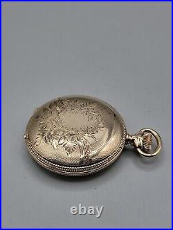 1904 Elgin Model 2 Wind Pocket Watch 7j 6S Gold Plated Full Hunter Case Vintage