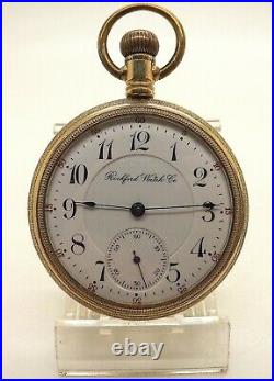 1904 Rockford Grade 587 16 Size 15J Pocket Watch in Train Case Runs As-Is