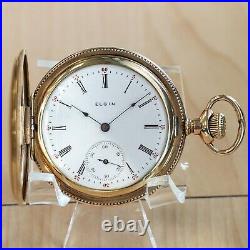 1905 ELGIN Dress Pocket Watch Hunter Case 6s Grade 289 7 Jewels Engraved Case