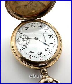 1905 Waltham 0s Pocket Watch Very Nice 25 Year Gold Filled J Boss Hunting Case