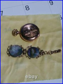 1905 Waltham Pocket Watch Hunter Case Opal Chain