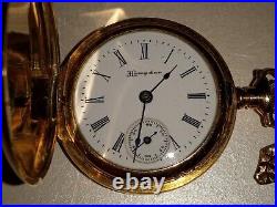 1906 Hampden Molly Stark Antique Working Pocket Watch 7j 14k Gold Dueber Case