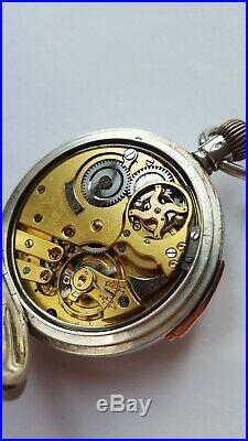 1908 slide action minute repeater pocket watch in solid silver case
