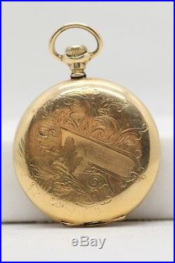 1910 Elgin 12 Size Antique Pocket watch Hand engraved GF Hunting Case LE055