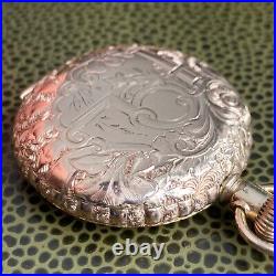 1910 Elgin Grade 320 0S 7J Fancy Engraved Gold Filled Hunter Case Pocket Watch