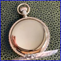 1910 Elgin Grade 320 0S 7J Fancy Engraved Gold Filled Hunter Case Pocket Watch