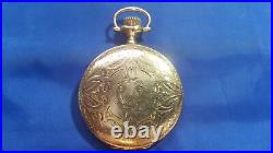 1911 Antique Elgin 17j 16s Pocket Watch 14K Gold Case