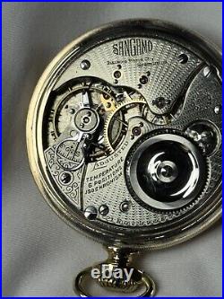 1911 Illinois Sangamo 16s 21j Mod 5 RG Pocket Watch Illinois Dial Dueber GF Case