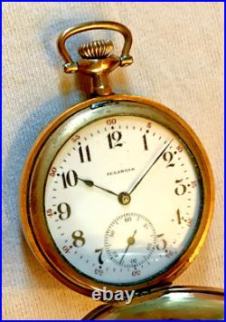 1911 Illinois pocket watch 17 jewels gold plated runs excellent cond 2328152